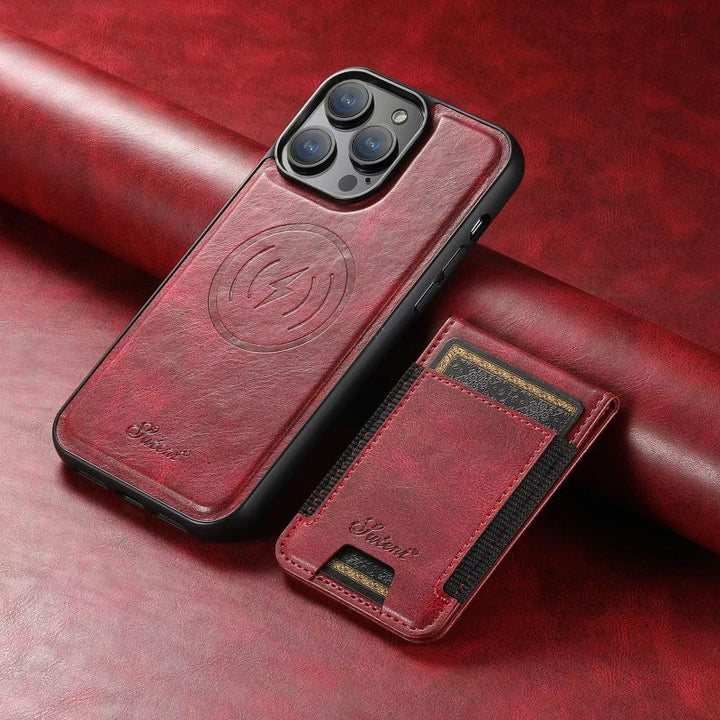 LuxCase Leather Phone Case with Card Slot and Stand – Suitable for iPhone