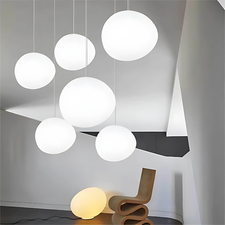 GloStone | Elegant Glass Pebble Pendant Light