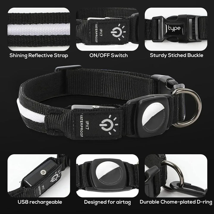 BowLift | Flashing Dog Collars – Waterproof LED Light Up Dog Collar with USB Rechargeable Glow, Dog Collars Illuminated for Night Safety, All Sizes