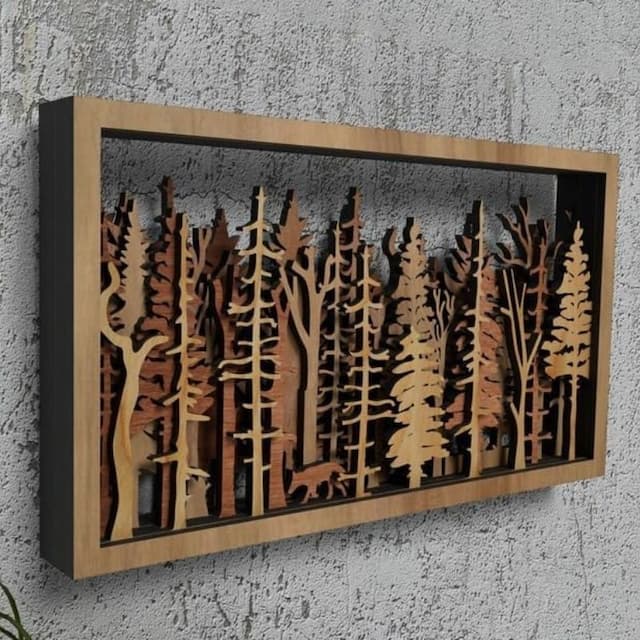 BowLift | Wall Decor - WoodForrest 3D - Enchanting Forest Scene - Fox &amp; Tree Shadow