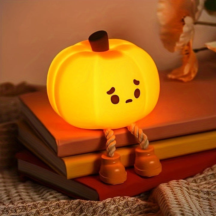 LED night light in the shape of a pumpkin, charged via USB