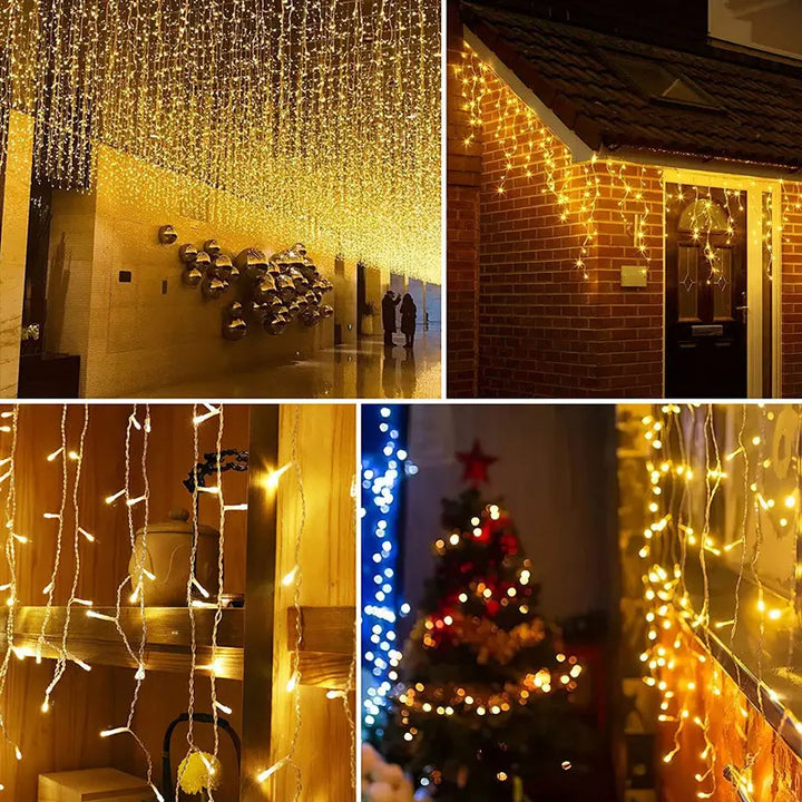 Quntis 10m 300 LED Solar String Lights – IP44 Waterproof Outdoor Garden &amp; Patio Christmas Waterfall Icicle Lights for Holiday &amp; Party Decoration