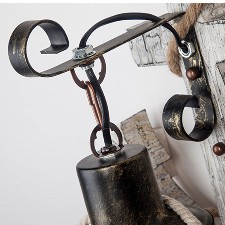 Vintage Anchor LED Wall Light - Industrial Metal &amp; Wood for Dining Room/Living Room
