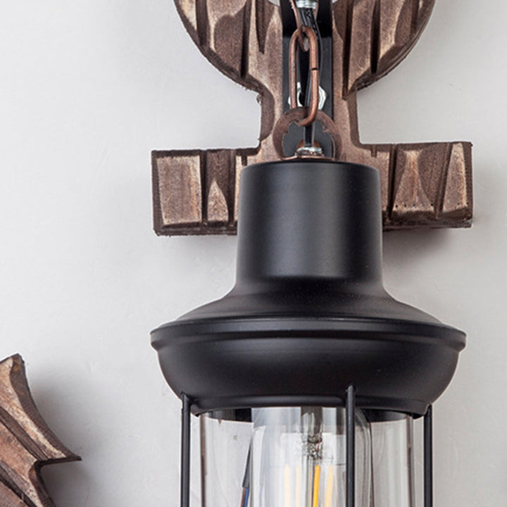 Vintage Anchor LED Wall Light - Industrial Metal &amp; Wood for Dining Room/Living Room