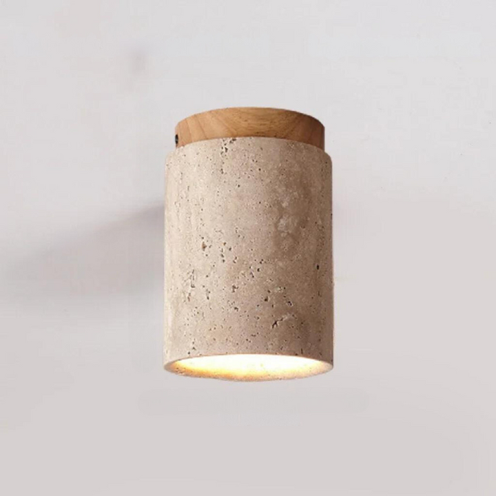 LysSten – Built-in travertine chandelier for hallways and staircases