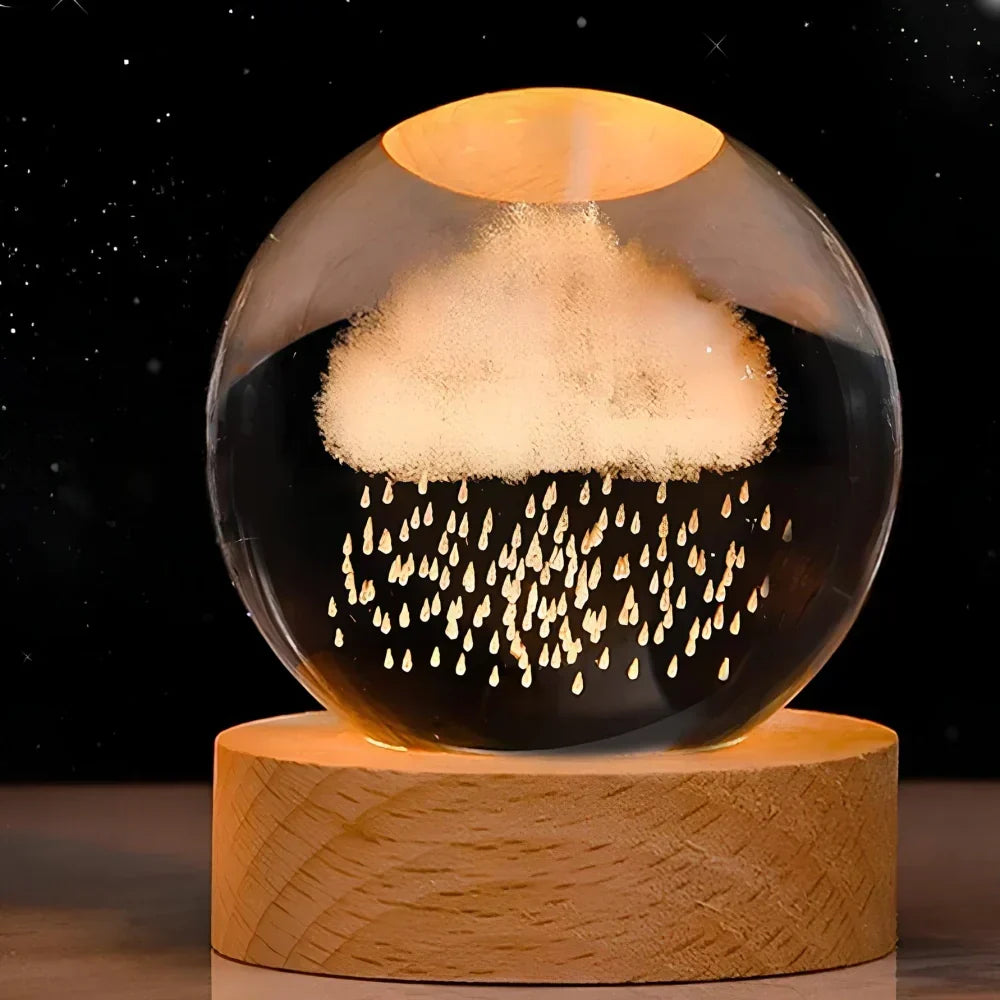 LED Night Light with 3D Crystal Sphere