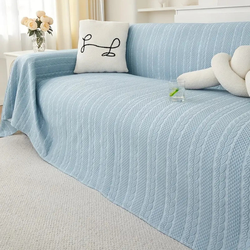 Tranquil Plush Leaf Sofa Cover