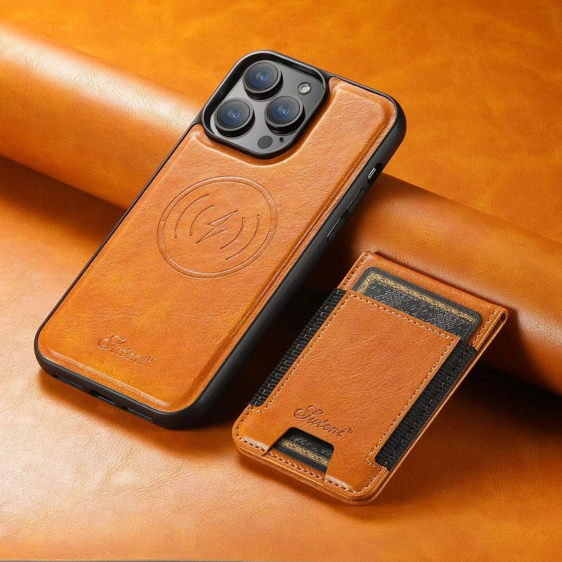 LuxCase Leather Phone Case with Card Slot and Stand – Suitable for iPhone |