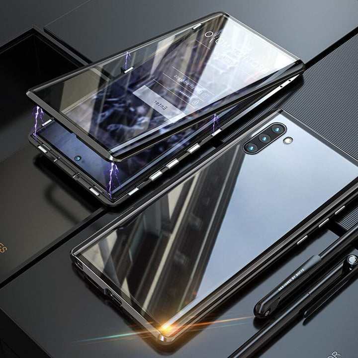 Magnetic tempered glass double-sided phone case for Samsung