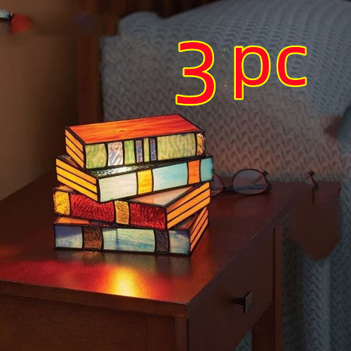 Desk lamp with stacked books