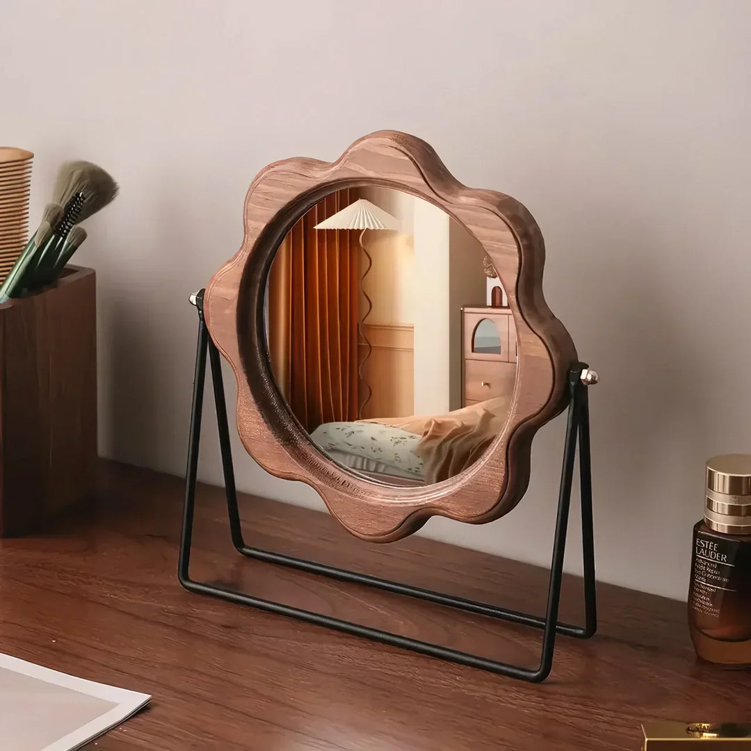 Elegant Rotatable Desktop Makeup Mirror – Neoclassical Design