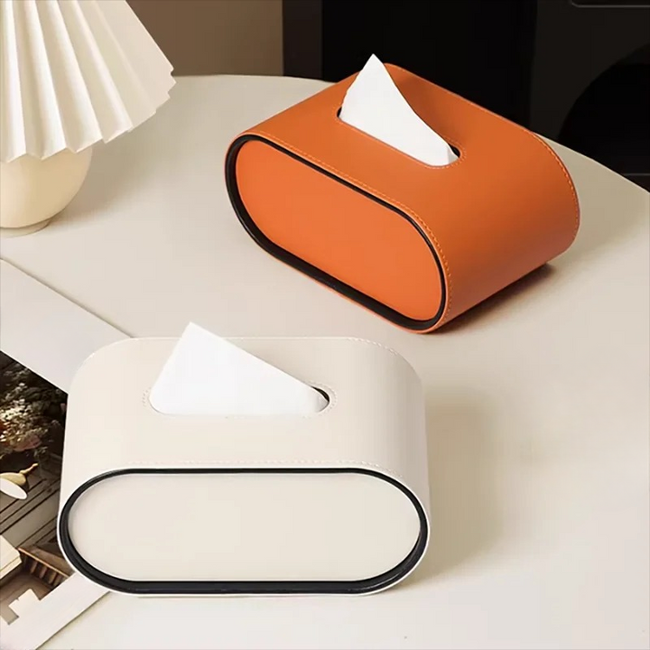BowLift | Tissue box - Oval Elegance - Leather design - Functional &amp; Stylish