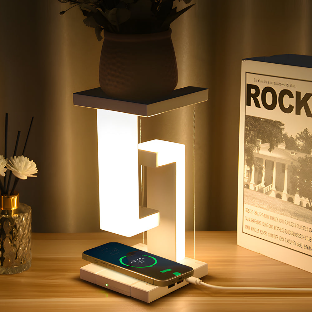 Futuristic table lamp with hovering technology