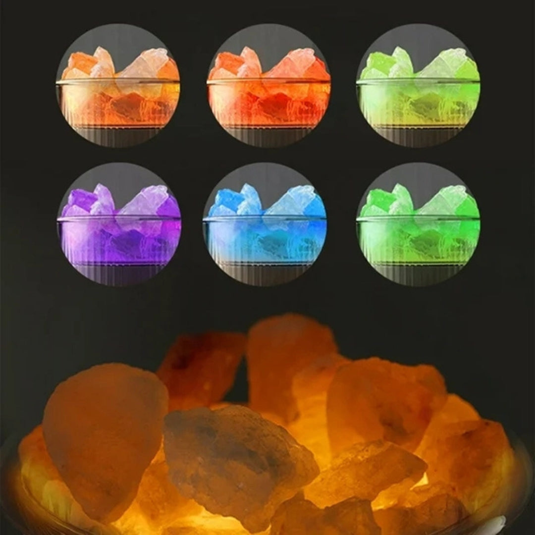 SereniGlow Crystal Salt Humidifier | USB Aroma Diffuser – Night Light &amp; Air Purifier – For Relaxation, Stress Relief &amp; Improved Air Quality