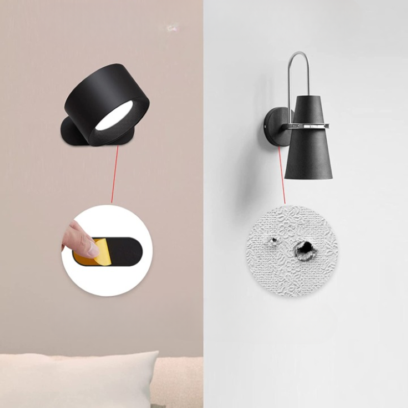 LED Wall Lights, Wall-mounted Lamps with Rechargeable Battery, 3 colour Temperatures &amp; 3 Brightness Levels, 360° Rotatable Magnetic Ball, Wireless Wall Lights for Study, Reading, Nightstand