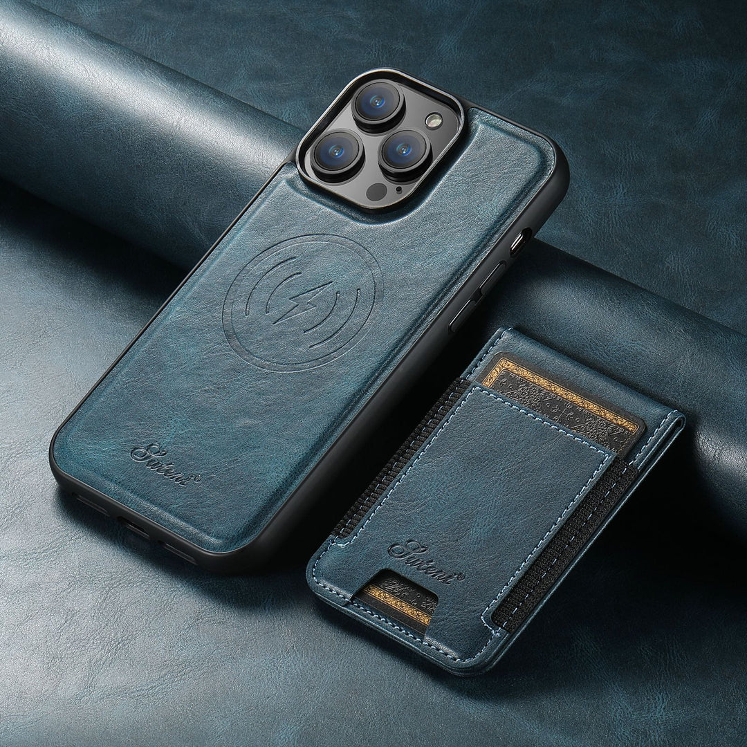 Leather phone case with card holder and MagSafe compatibility