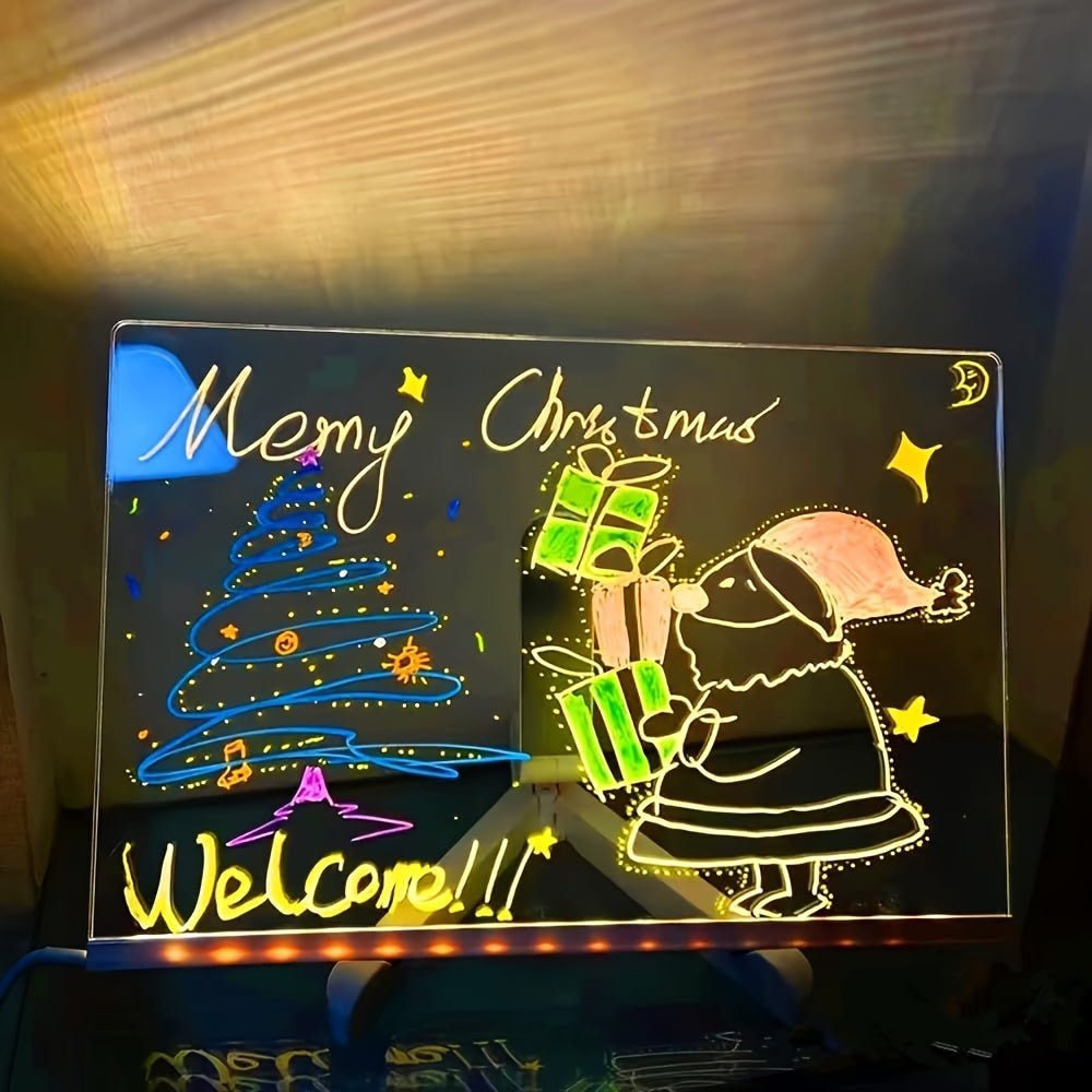 BowLift | USB LED Noteboard with 12 Colored Pens - Bright Message Board for Office &amp; Home