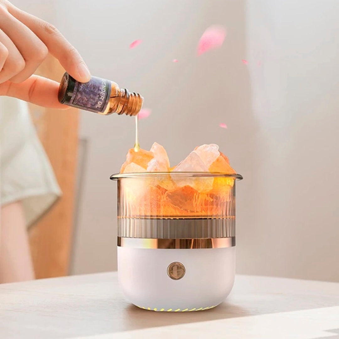 SereniGlow Crystal Salt Humidifier | USB Aroma Diffuser – Night Light &amp; Air Purifier – For Relaxation, Stress Relief &amp; Improved Air Quality