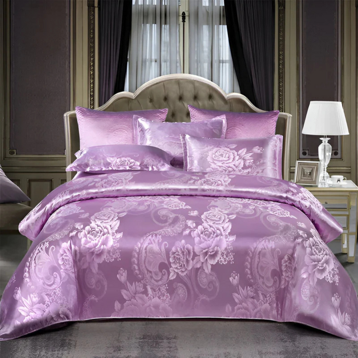 Lovely Satin Duvet Cover with Floral Print