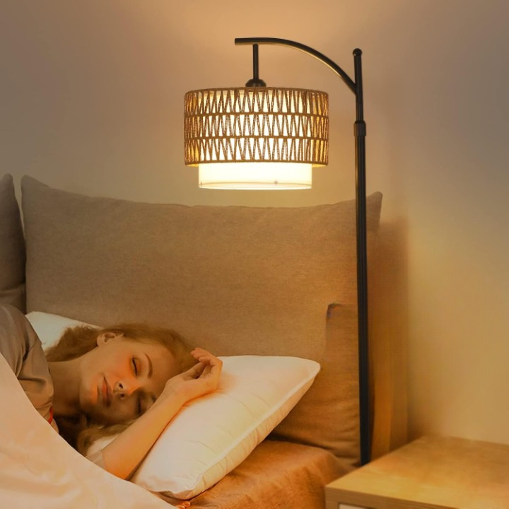 BowLift | Arc Floor Lamp with Remote Control &amp; Dual Shades – Norvella