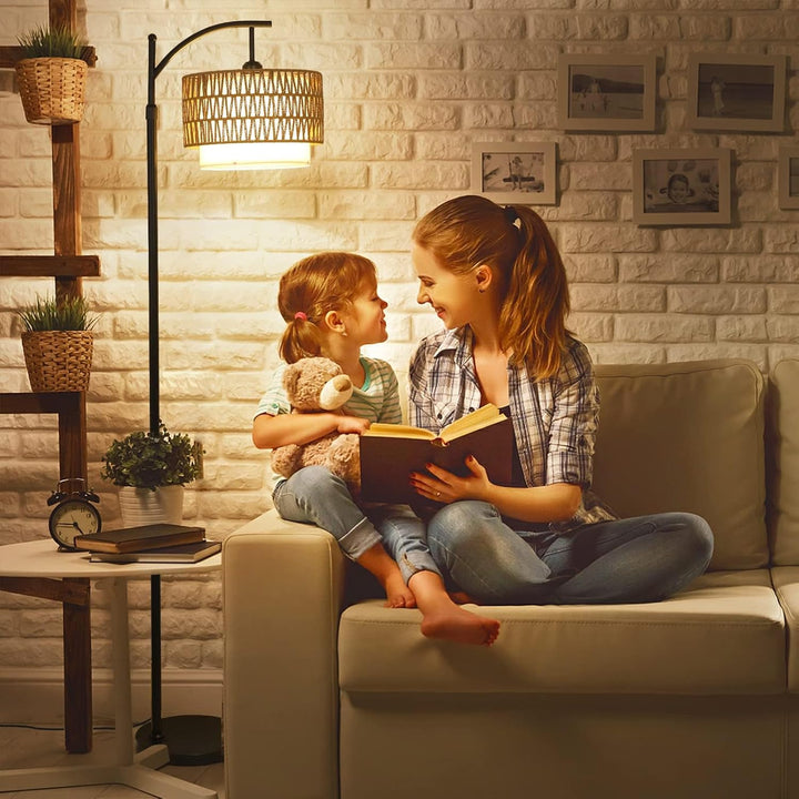 BowLift | Arc Floor Lamp with Remote Control &amp; Dual Shades – Norvella