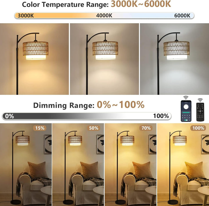 BowLift | Arc Floor Lamp with Remote Control &amp; Dual Shades – Norvella
