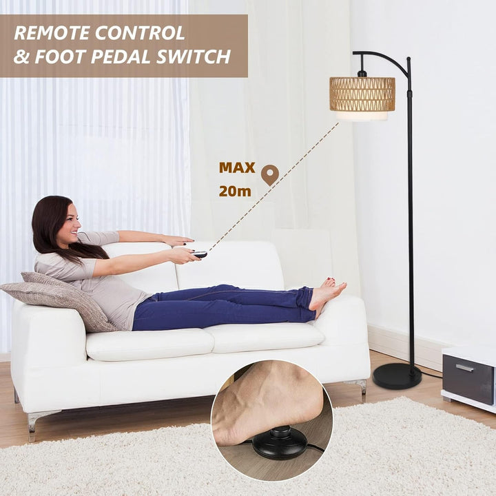 BowLift | Arc Floor Lamp with Remote Control &amp; Dual Shades – Norvella