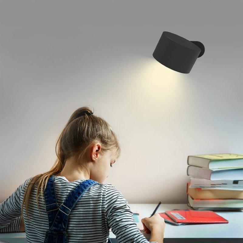 LED Wall Lights, Wall-mounted Lamps with Rechargeable Battery, 3 colour Temperatures &amp; 3 Brightness Levels, 360° Rotatable Magnetic Ball, Wireless Wall Lights for Study, Reading, Nightstand