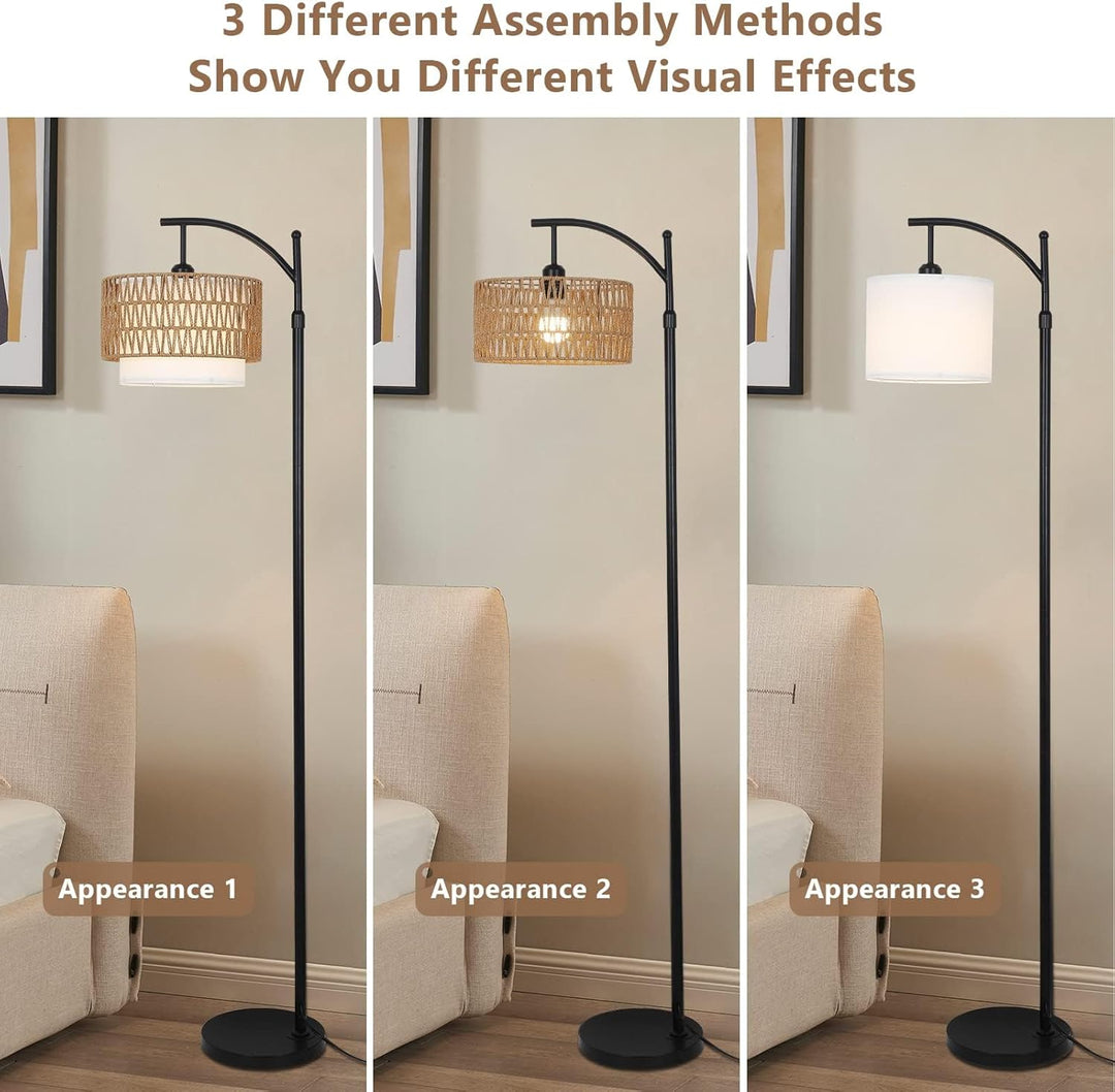 BowLift | Arc Floor Lamp with Remote Control &amp; Dual Shades – Norvella