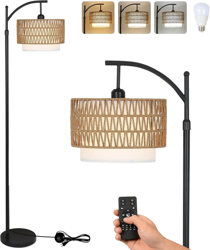 BowLift | Arc Floor Lamp with Remote Control &amp; Dual Shades – Norvella