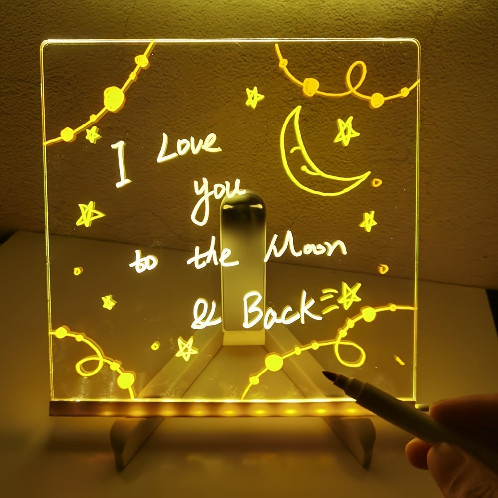 BowLift | USB LED Noteboard with 12 Colored Pens - Bright Message Board for Office &amp; Home