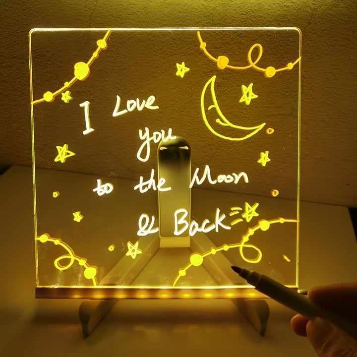BowLift | USB LED Noteboard with 12 Colored Pens - Bright Message Board for Office &amp; Home
