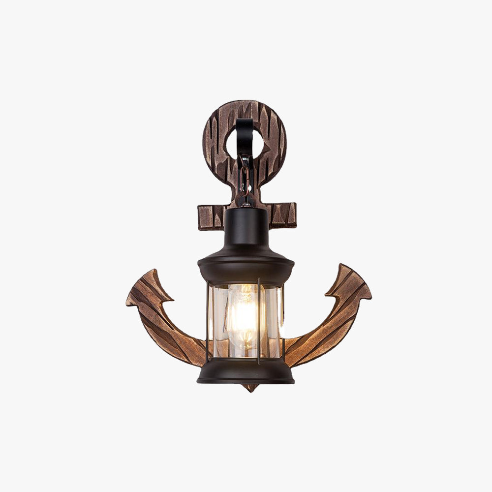 Vintage Anchor LED Wall Light - Industrial Metal &amp; Wood for Dining Room/Living Room