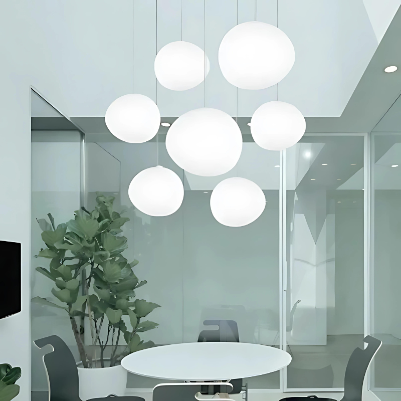 GloStone | Elegant Glass Pebble Pendant Light