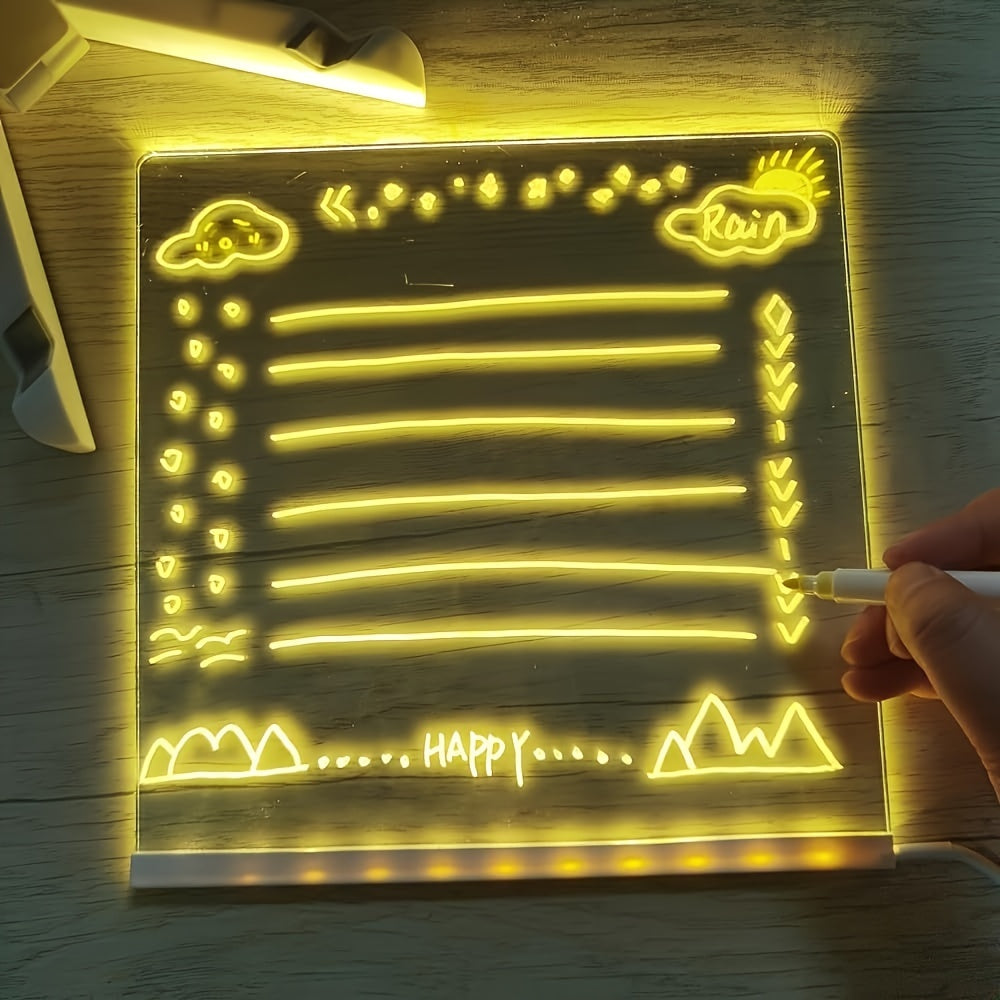 BowLift | USB LED Noteboard with 12 Colored Pens - Bright Message Board for Office &amp; Home