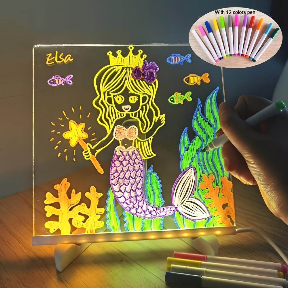 BowLift | USB LED Noteboard with 12 Colored Pens - Bright Message Board for Office &amp; Home