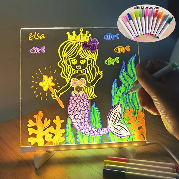 BowLift | USB LED Noteboard with 12 Colored Pens - Bright Message Board for Office &amp; Home