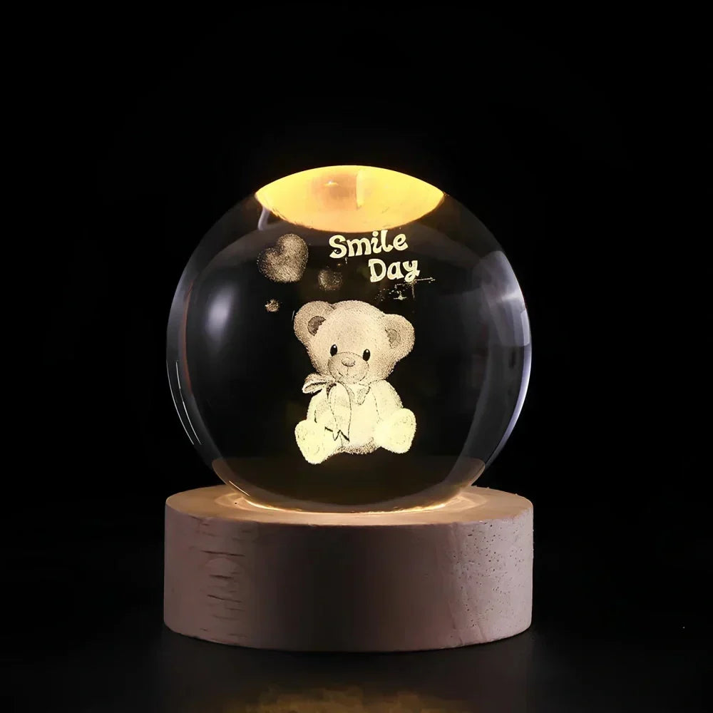 LED Night Light with 3D Crystal Sphere
