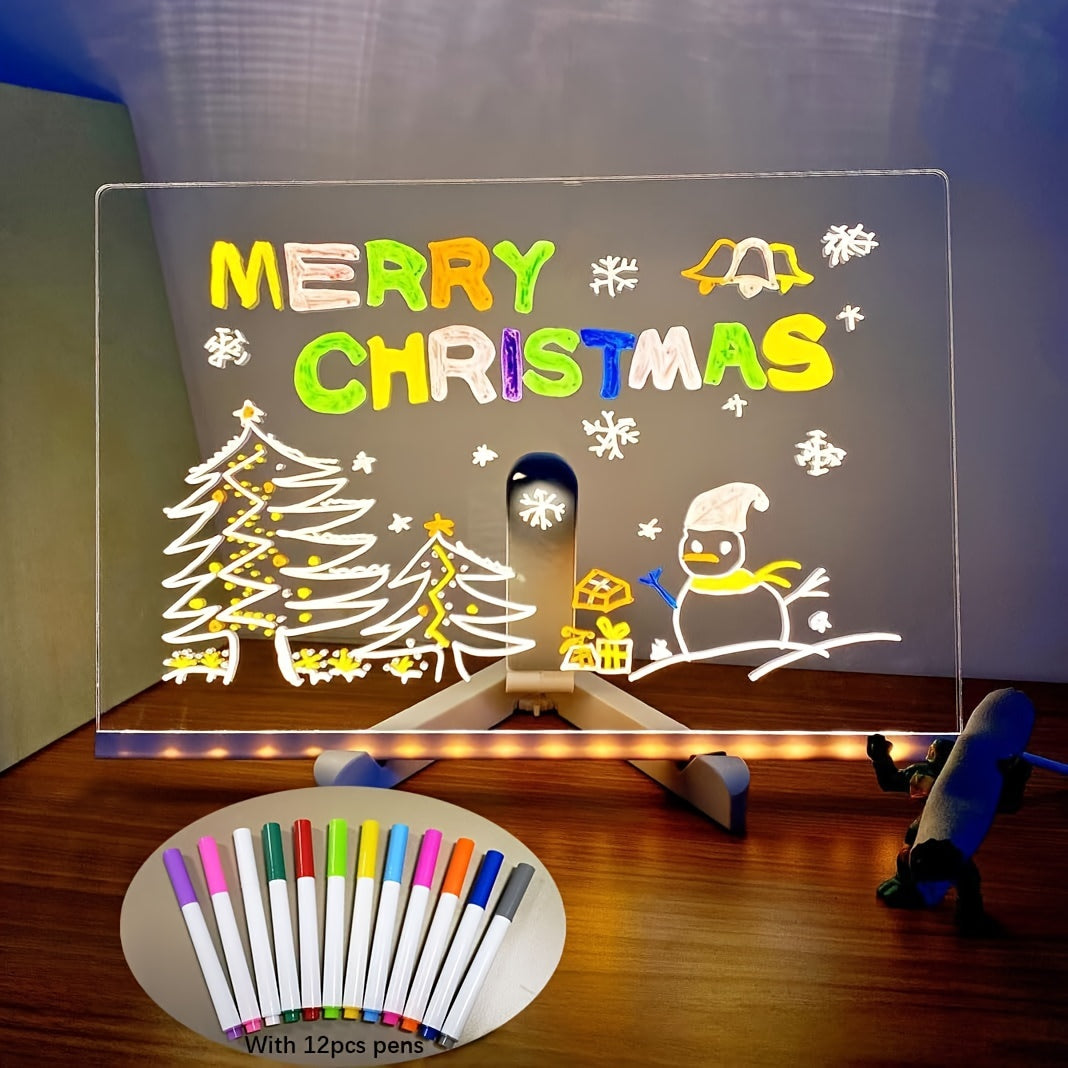 BowLift | USB LED Noteboard with 12 Colored Pens - Bright Message Board for Office &amp; Home