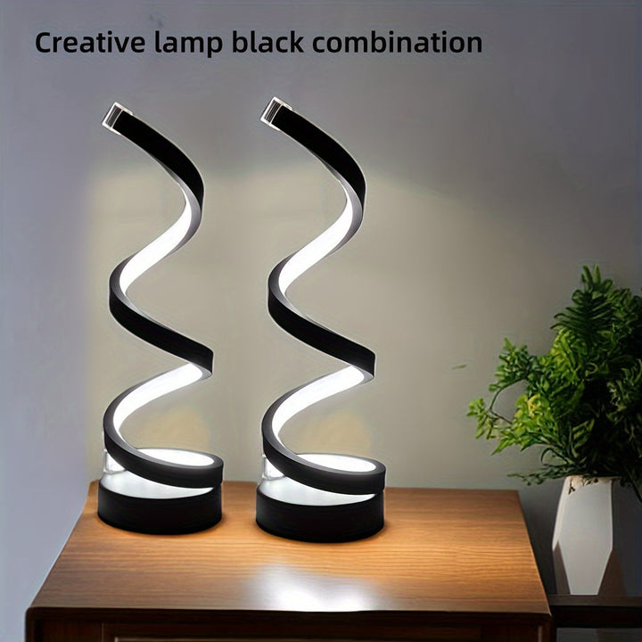 Modern Spiral Table Lamp – Creative LED Desk Lamp with Gentle Warm Light, Perfect for Bedroom, Living Room, and Study Decor