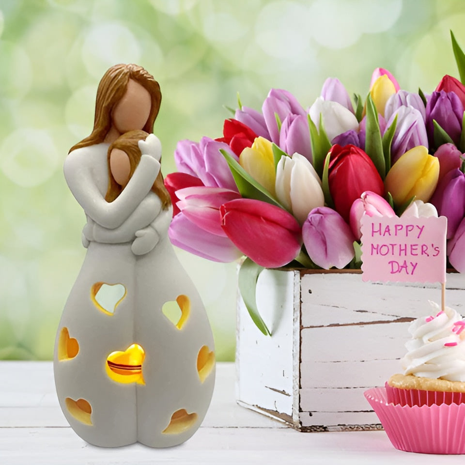 BowLift | Embracing Mother Daughter Figure Flickering Candle Holder - LoveGlow