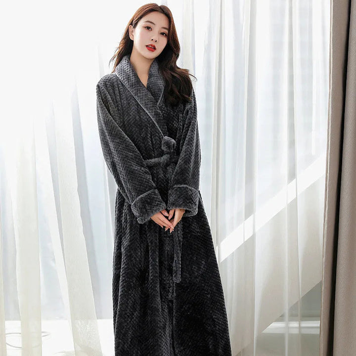 BowLift | Bathrobe Long | Fluffy &amp; Warm | With Shawl Collar &amp; Tie Belt