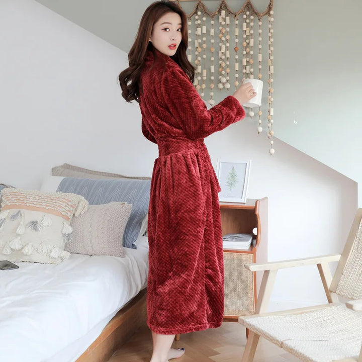 BowLift | Bathrobe Long | Fluffy &amp; Warm | With Shawl Collar &amp; Tie Belt