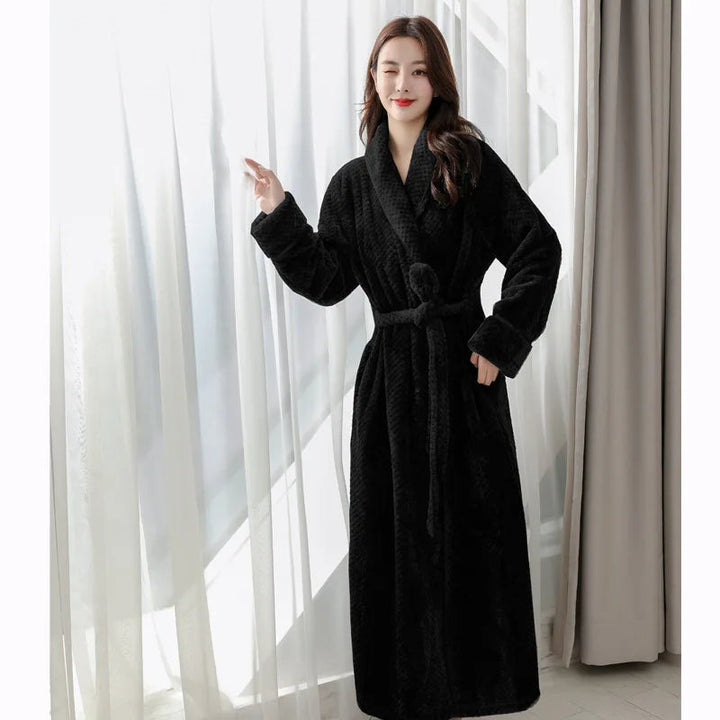BowLift | Bathrobe Long | Fluffy &amp; Warm | With Shawl Collar &amp; Tie Belt