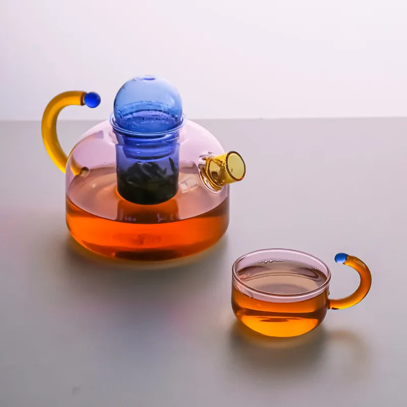 BowLift | Color Bloom Glass Teapot &amp; Cup Set