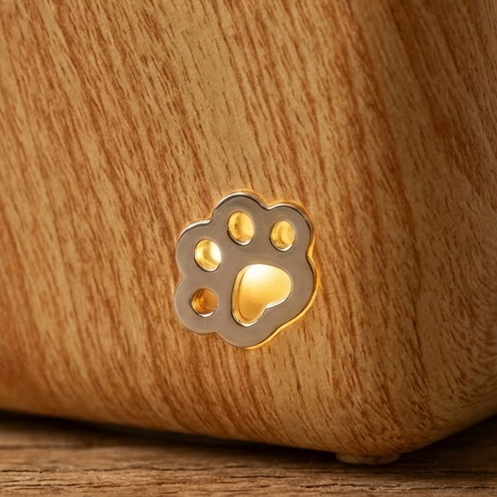 Cute Peekaboo Cat Wooden Night Light Lamp |