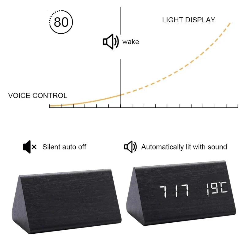 BowLift | Charms | Digital Wooden Alarm Clock | Including Temperature Display