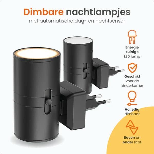 Dimmable LED night light with day/night sensor for pleasant room lighting