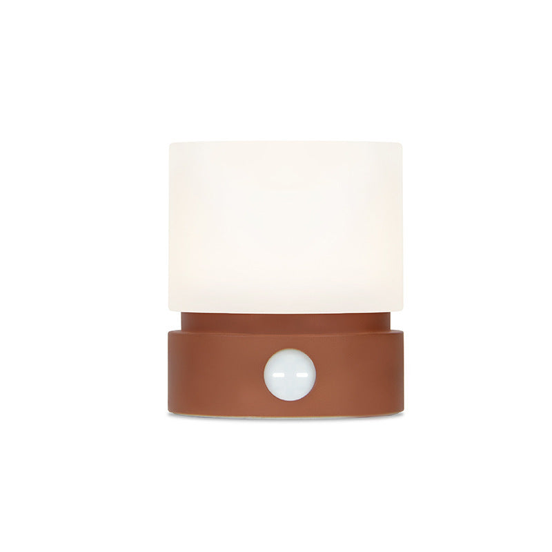Contemporary Nordic Timer Rechargeable ABS HIPS Silicone Cylinder LED Table Lamp Night Light for Nightstand