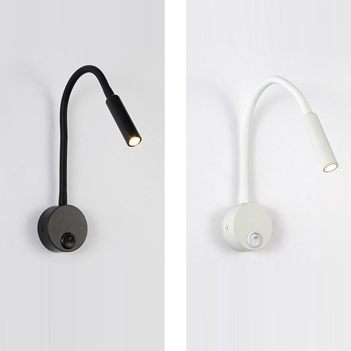 Modern Minimalist Iron Round Flexible Bend Tube LED Reading Lamp Wall Sconce Lamp for Bedroom